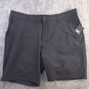 New Under Armour Shorts 42 Black Solid 10" Inseam 100% Polyester Matchplay